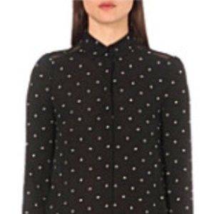 Maje Star Embroidered Black Shirt Dress